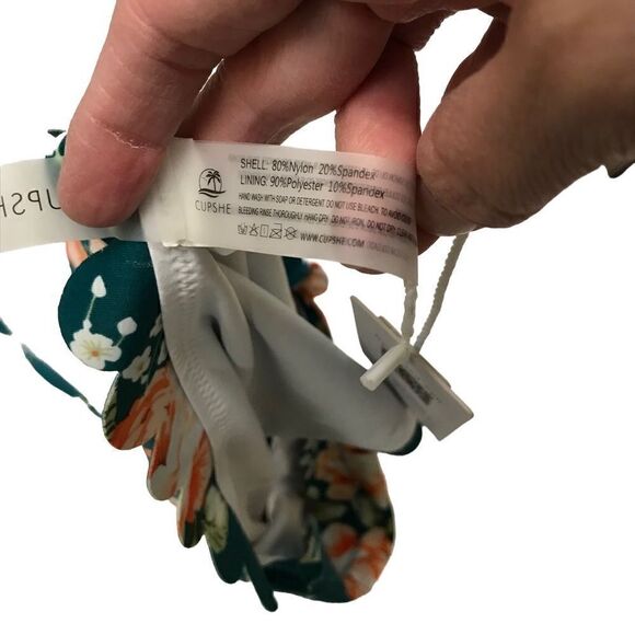 Cupshe teal floral scallop halter bikini set L - Picture 7 of 7